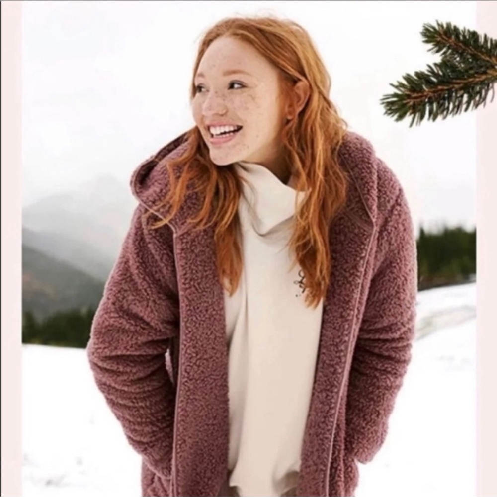 PINK maroon fuzzy jacket
